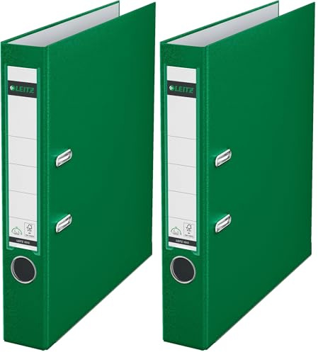 Esselte Leitz 10155055 A4 Quality File 180° with Slotted Cover Plastic Narrow Green (Pack of 2)