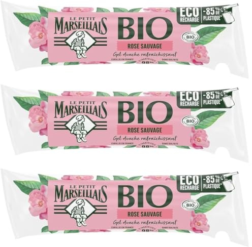 Le Petit Marseillais Gel douche rafraîchissant rose sauvage - La recharge de 250 ml (Lot de 3)