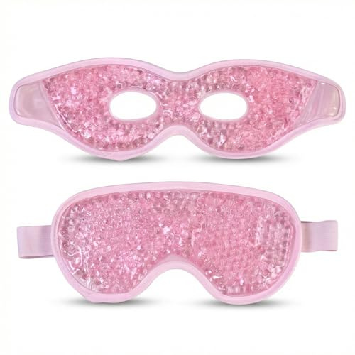 2 Pc Masques rafraîchissants en gel pour les yeux Réutilisables - Pour homme et femme Pour la thérapie par le chaud et le froid Pour les yeux secs Soulage la fatigue Oculaire (Rose)