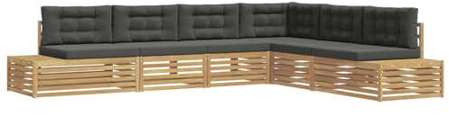 vidaXL 6 Stück Outdoor-Sofagarnitur Polyester Weiß, Garten Lounge Set, modernes Ecksofa, langlebige Außensitzplätze für gemütliches Terrassenleben