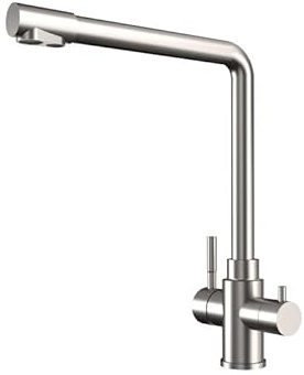 Grifo Cocina Osmosis Acero Inoxidable Cepillado GME | Monomando 2 Vías Agua Filtrada y Red | Caño Alto Giratorio
