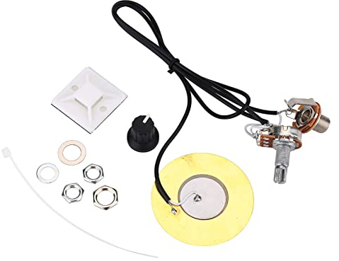 YDuupxe Micro Piézo pour Amplificateur de Guitare, Transducteur Piézo en Métal de 50 Mm, Micro de Guitare pré-câblé avec Prise Jack, Suppression du Bruit, Installation Facile pour Les Joueurs de