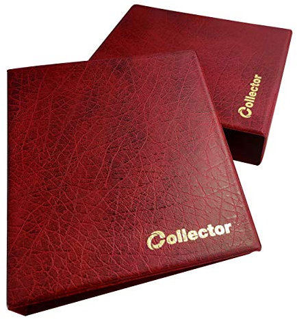 Collector Münz-Sammelalbum mit Etui für 221 Verschiedene Münzen-Größen, von Großen bis Kleinen Münzen - mit Seiten und Roten Trennblättern + Index - Rot Münzalbum