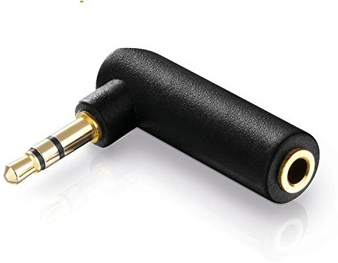 conecto CC20097 Winkel-Adapter 3,5mm Klinkenstecker (3-polig) auf Klinkenkupplung (3-polig), vergoldet, schwarz