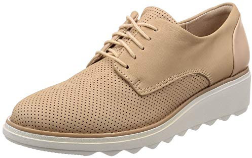 Clarks Sharon Crystal, Zapatos de Cordones Mujer, Beige (Nude), 36 EU