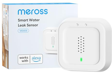 Meross Smart Wassermelder | Hub benötig | Wasserlecksensor WLAN 0,3 mm Erkennung | bis 100dB Sensor & APP & Hub-Alarm | Smart Wasseralarm Melder für Küche, Badezimmer, Keller