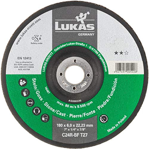 LUKAS Schruppscheibe T27 für Stein/Guss 180x6 mm gekröpft | für Winkelschleifer | C24R-BF
