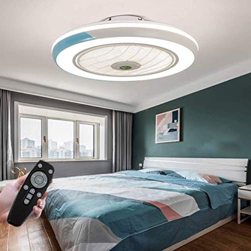 HYKISS LED Ventilatore A Soffitto con Lampada Moderno Invisibile Fan Plafoniera velocità del Vento Regolabile Ventilatore A Soffitto con Luci LED Dimmerabile Plafoniera con Fan Illuminazione,Blu