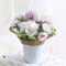 Leixi Artificial Hydrangea Flowers Plants With Pot, 11 × 20cm Fake Plants in Metal Pot, Silk Roses Flowers for House Office Desk Kitchen Table Windowsill Decoration, New House Gift(Light Purple)