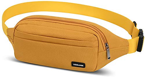 wasserdichte Bauchtasche Gürteltasche für Damen und Herren 4 Reißverschluss Taschen Wandern Fitness Fahrrad Outdoor Sport Hüfttasche Urlaub Doggy Bag Geld Pouch Pack (Gelb)