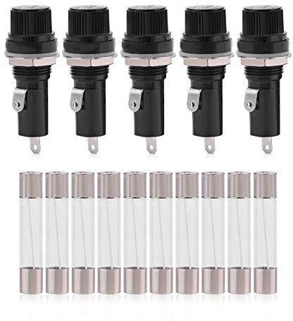 Prise de porte-fusible, porte-fusible à montage sur panneau de bornes, porte-fusible à montage sur panneau électrique avec capuchon à vis et bornes à souder, convient aux fusibles de type 6 X 30 mm