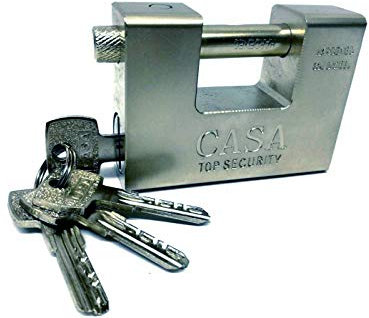 Lucchetto catenaccio antiscasso a baionetta 94mm per cancelli serrande 4 chiavi