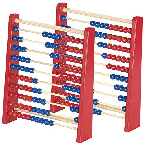 Playtastic Lernspielzeuge: 2er-Set Holz-Rechenschieber mit 100 Holzperlen, 2 Farben (blau & rot) (Learnspielzeug, Rechenschieber-Abakus)