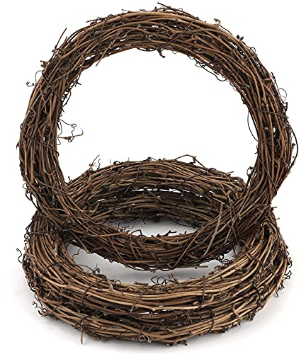 Hileyu 3 Pieces Retro Christmas Wreath Natural Grapevine Wreaths Vine Branch Wreath for DIY Craft Front Door Wall Hanging,Christmas Rattan Wreath for Halloween,Christmas Wedding Party Decors 20cm