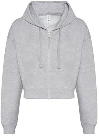noTrash2003 Damen Hooded Full-Zip Sweatjacke Sweatshirt Hoodie mit Reissverschluss Cropped Abgeschnitten Bolero Style XXS-XL in 5 Farben (M, Grau (Heather Grey))