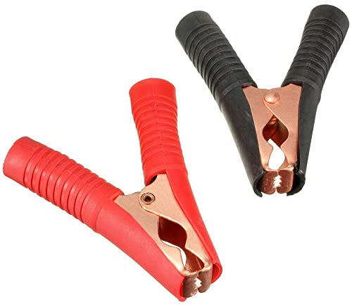 Greluma 2 Pz Clip a Coccodrillo per Batteria per Auto Lunghe 90 mm, Clip per Batteria Isolate 100 A, Morsetti per Cavi Jumper in Rame per Barca per Auto Camion