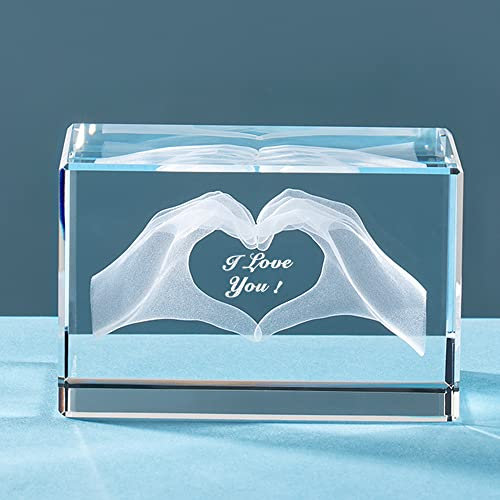 ERWEI Crystal Gifts for Her Engraved with I Love You in Cube Glass Figurines Anniversary Valentines Presents for Her Him Wife Husband Women Man Girlfriend Boyfriend