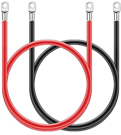 Batterie Câble(Max Anneau 2 Câbles de Batterie, Câble de Batterie 12v/16mm² Câble de Cuivre Câble électrique en Cuivre avec Pinces Annulaires M10 Câble de Batterie de Voiture Câble Automobile