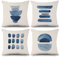 ASDCXZ Boho Kissenbezug 45x45 cm 4er Set, Modern Aquarell Halbkreis Muster Beige Blau Sofa Dekokissen Kissenbezüge Kissenhülle Waschbar Polyester Flachs Textil Polster Kopfkissenbezug Kissen Bezug