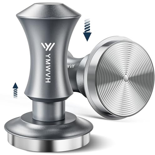 Kaffee Tamper 58.3mm, Edelstahl Espresso Tamper Silbergrau mit 30lbs Anpressdruck, Ripple Base Kaffeepresse für 58mm Bodenloser Siebträger