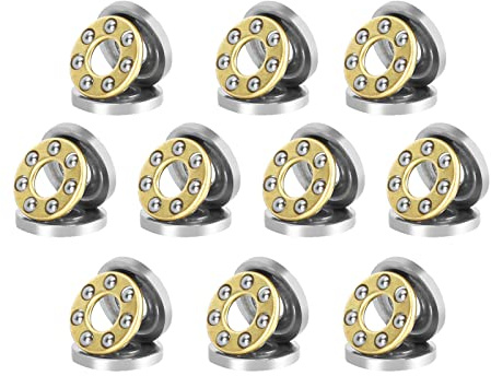HiPicco Thrust Ball Bearings, 10pcs F3-8M Miniature Plane Axial Ball Bearing 3-in-1, 3mm x 8mm x 3.5mm Chrome Steel Single Direction