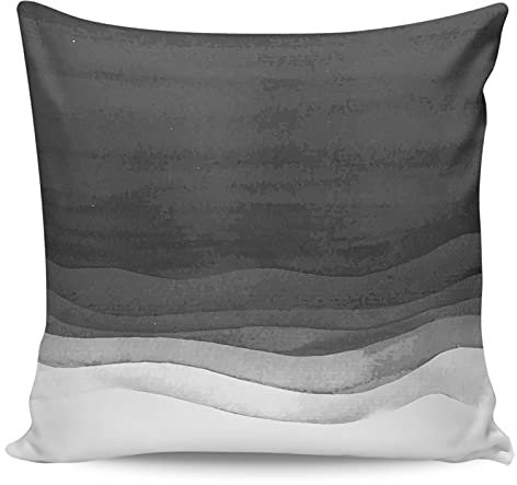 45 x 45 cm, Ombré-Deko-Zierkissen, Farbverlauf, Schwarz, Grau bis Weiß, Aquarell-Stil, ultraweicher Kissenbezug, bequem, quadratisch, für Sofa, Schlafzimmer