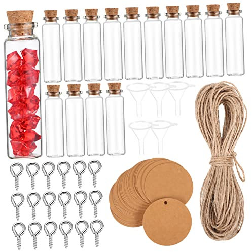 BESTonZON Kleine Glasflaschen Mit Korken Mini-glasflaschen Inklusive Etikettenanhängern Seil Trichter Und Schrauben Für Vielseitige Aufbewahrung Und Dekoration