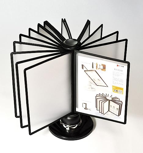 伟 祥 Anzeige Buch, Desktop-Flip-Display-Ordner für Display A4-Dokumente, 20 Seiten, Schwarzer Kunststoff-Desktop-Dokument-Referenz Binder