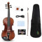 WUQIMUSC Violino elettrico acustico a 5 corde, 4/4, full size, acero massiccio abete, realizzato a mano, kit violino con custodia, archetto (colore marrone)