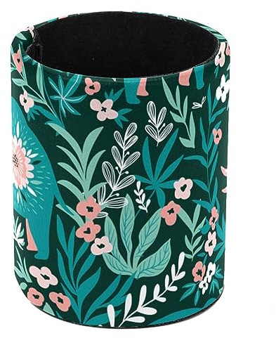 Eslifey Pen Holder Round Pencil Holder for Desk, Tropical Jungle Elephants Flowers Floral Pattern Pen Pot Pen Cup Makeup Brushes Holder Stand Display Desk Stationery Organiser for Home Office School