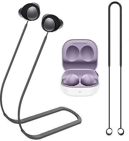 ULITIQ Compatible with Samsung Galaxy Buds 2 Strap, Sports Silicone Earbuds Lanyard, Anti Lost Straps Accessories, Anti-Lost Neck Rope Cord Soft, Running Holder Connector, (Black)