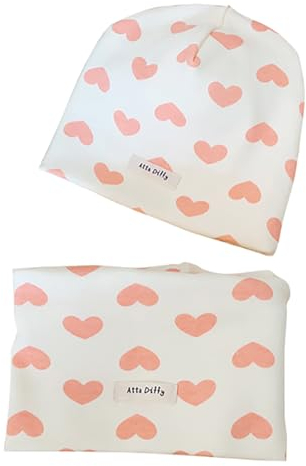 VUCDXOP Baby Kinder Baumwolle Mütze Schal Set Winter Jungen Mädchen Beanie Hüte + Schlauchschal 2er Set Herbst Winter Weich Baumwolle Beanie Mütze Hut Halstuch Rundschal Nackenwärmer Set