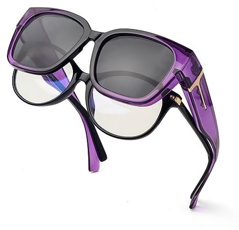 Face Shadow Polarisierte Überzieh Sonnenbrille Damen, Überbrille Sonnenbrille für Brillenträger, UV-Schutz Ultra Leicht Fit-Over Brille