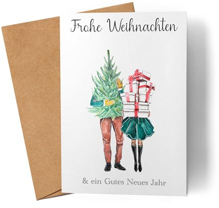 Kiddle-Design Weihnachtskarte Pärchen Paar Frohe Weihnachten Couple Karte Personalisiert Grußkarte Faltkarte Geschenkkarte als Weihnachtsgrüße Gutschein