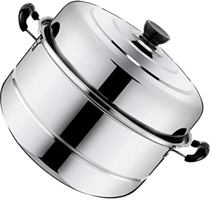 BESTonZON Pot à Vapeur à Double Acier Inoxydable Pour Cuisson Des Aliments Marmite à Soupe Avec Vapeur Pour Raviolis Légumes Poisson