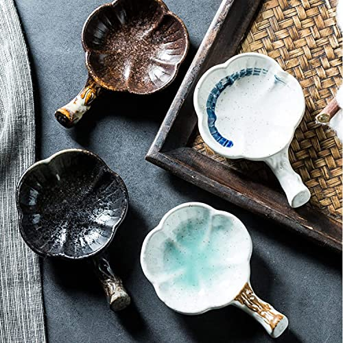 KOINEN Dessert Bowls,Tapas Dishes,Multifunctional Sauce Dishes for Dipping, Japanese Ceramic Dipping Bowls, Small Dipping Sauce Bowls,s-Plum Flower Dish-Set of 4