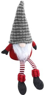 X-MAS Weihnachts Wichtel Mann sitzend 35 cm mit graue Mütze Kantenhocker