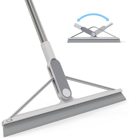 Fouvin Raclette de douche avec manche - En silicone - Extensible - Pour nettoyage des sols de salle de bain - Gris
