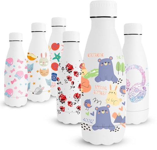 Vikaster Botella Termica Niños, 350ml Botella Agua Acero Inoxidable, Impresión 3D Termo, Pequeña Botella Térmica, Mantener 12H Caliente/24 Frío, Termo Sin BPA, Botella de Agua para Viaje, Escuela