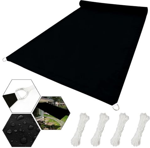 Telo di Ricambio per Ombrellone 4 x 4 m Telo Tenda da Sole a Vela, Rete Telo Ombra a Rete Traspirante Idrorepellente, Anti UV per Tenda Amache Picnic Spiaggia, Nero