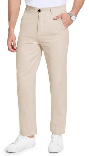 Becellen Pantalon Chino Homme, Pantalon Droit Léger Slim Fit Pants Style Décontracté, Kaki
