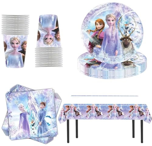 Mädchen Party Tischset für 10 Gäste, 10 Stück 17,8 cm Teller, 10 Stück Becher, 20 Stück Servietten und 1 Stück Tischdecke