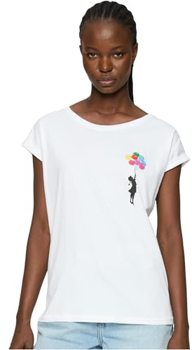 Merchcode Damen Mp0000352-ladies Girl Floating Away T-Shirt, Weiß, XL EU
