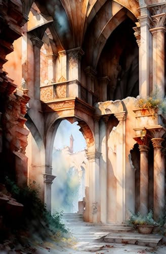 SERENDIPITP Leinwand-Poster, Wandkunst, ohne Rahmen, 58 x 90 cm, Ruinen Romaines Végétation
