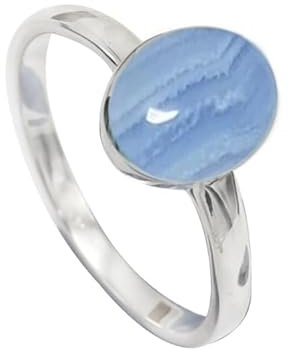 JEWELFORCE 925 Sterling Silber Blauer Spitze Achat Edelstein Ring Herren Damen Stein Bandring Alle Größen Ring Handgefertigter Schmuck JSR-1078CG_70 (22.3)