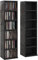HOMCOM 204 CD Media Display Shelf Unit Set of 2 Blu-Ray Tower Rack w/Adjustable Shelves Bookcase Storage Organiser, High Gloss Black