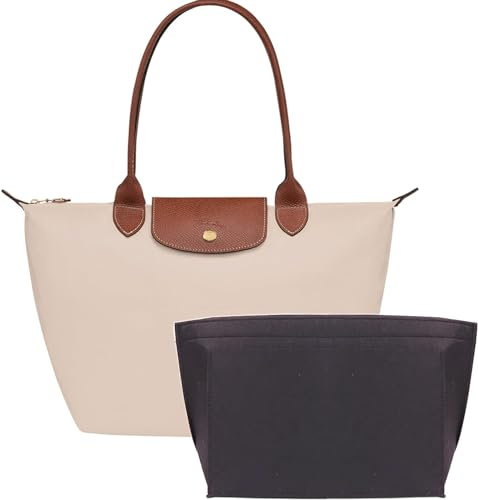 Umiup Organizer für Longchamp Tasche-Einsatz für Tragetaschen aus Filz - Mehrfachfach - Aufteilung, Filz-Organizereinsatz für Einkaufstaschen (Schwarz, Large 28x17x25cm)