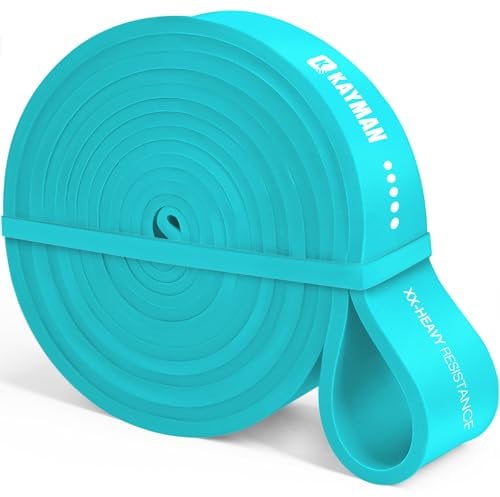Kayman - Long Resistance Band - 50-125lbs (Light Blue) with Door Anchor & Carry Bag –Perfect for Pull-Ups, Yoga, Calisthenics,Strength Training, Stretching,Home Workouts,and Full-Body Fitness Exercise