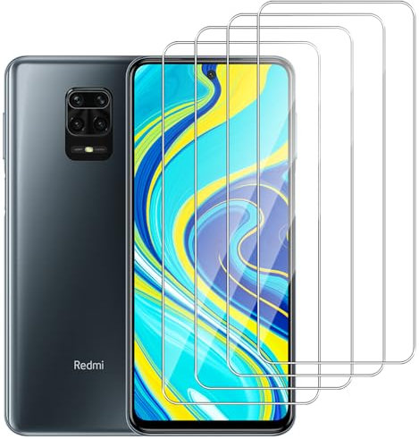 Dlxiks Protector de Pantalla para Xiaomi Redmi Note 9S, 9 Pro, 9 Pro MAX, Cristal templado Antiarañazos,Dureza 9H, fácil instalación, Sin Burbujas, Antiarañazos, HD Transparente, 4 Unidades
