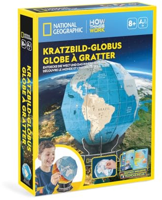 CubicFun 661082 Bausatz, Kratzbildglobus, 3D-Bastel-Globus zum Rubbeln, Experimentierset für Kinder ab 8 Jahren
